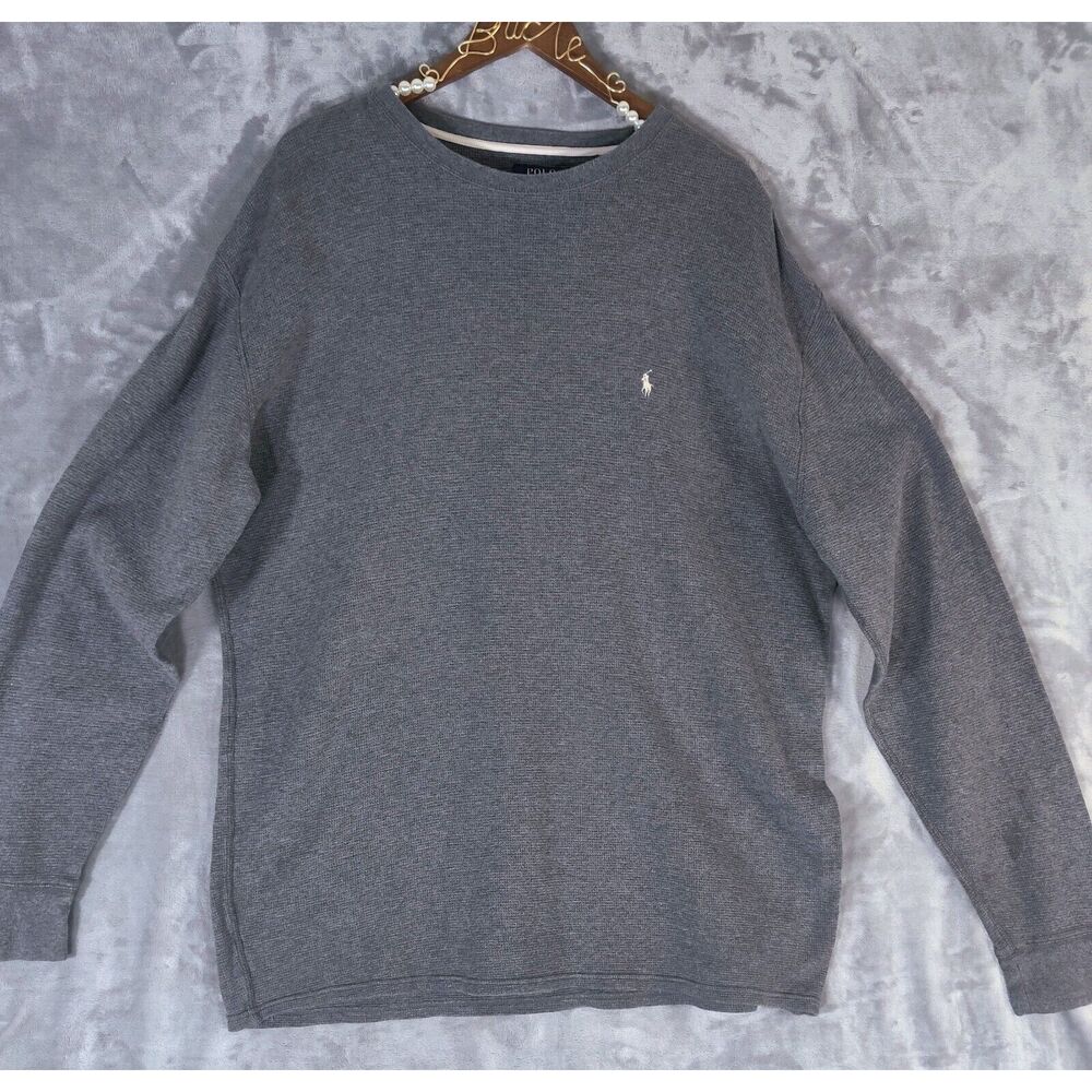 Polo Ralph Lauren Big& Tall Waffle Knit Crew Neck Gray Shirt Mens 2XL